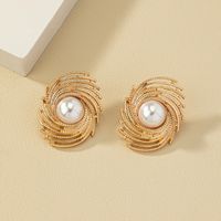 Elegant Vacation Geometric Alloy Plating Inlay Artificial Pearls Women's Ear Studs main image 5