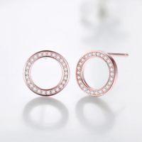 1 Pair Ins Style Simple Style Round Sterling Silver Inlay Zircon Rose Gold Plated Ear Studs main image 3