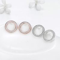 1 Pair Ins Style Simple Style Round Sterling Silver Inlay Zircon Rose Gold Plated Ear Studs main image 1
