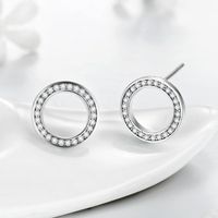 1 Pair Ins Style Simple Style Round Sterling Silver Inlay Zircon Rose Gold Plated Ear Studs main image 5