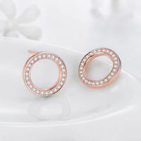 1 Pair Ins Style Simple Style Round Sterling Silver Inlay Zircon Rose Gold Plated Ear Studs main image 4
