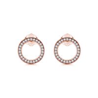 1 Pair Ins Style Simple Style Round Sterling Silver Inlay Zircon Rose Gold Plated Ear Studs sku image 1