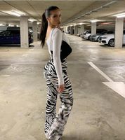 Frau Täglich Lässig Zebra In Voller Länge Elastische Taille Freizeithosen main image 1