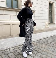 Frau Täglich Lässig Zebra In Voller Länge Elastische Taille Freizeithosen main image 5