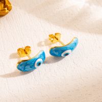 1 Pair Casual Classic Style Devil's Eye Enamel Plating Copper 18k Gold Plated Ear Studs main image 2