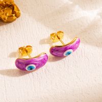 1 Pair Casual Classic Style Devil's Eye Enamel Plating Copper 18k Gold Plated Ear Studs main image 4