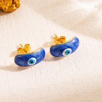 1 Pair Casual Classic Style Devil's Eye Enamel Plating Copper 18k Gold Plated Ear Studs sku image 4