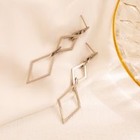 1 Pair Elegant Circle Rhombus Plating Stainless Steel 18k Gold Plated Drop Earrings main image 3
