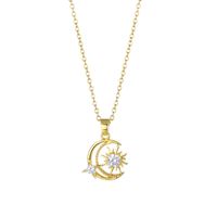 Stainless Steel Simple Style Plating Inlay Star Moon Zircon Pendant Necklace main image 4