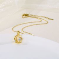 Stainless Steel Simple Style Plating Inlay Star Moon Zircon Pendant Necklace main image 3