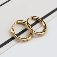 1 Pair Simple Style Circle Titanium Steel Inlay Zircon Earrings main image 4