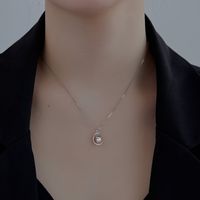 Elegant Moon Planet Sterling Silver Inlay Freshwater Pearl Zircon Pendant Necklace main image 4
