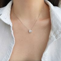 Style Simple Brillant Carré Argent Sterling Placage Incruster Zircon Collier main image 3