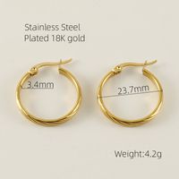 1 Pair Retro Simple Style Round Stripe Plating Stainless Steel Titanium Steel 18K Gold Plated Hoop Earrings sku image 1