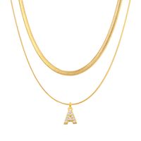 Acier Inoxydable 201 Style INS Style Simple Placage Incruster Lettre Zircon Collier En Couches main image 2