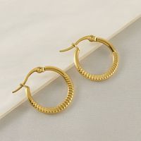 1 Pair Casual Simple Style Round Plating Stainless Steel Titanium Steel 18K Gold Plated Hoop Earrings main image 1