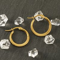 1 Pair Casual Simple Style Round Plating Stainless Steel Titanium Steel 18K Gold Plated Hoop Earrings main image 2