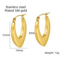 1 Pair Retro Simple Style U Shape Plating Stainless Steel Titanium Steel 18K Gold Plated Hoop Earrings sku image 1
