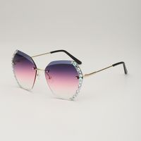 Elegant Retro Gradient Color Pc Square Diamond Frameless Women's Sunglasses main image 5