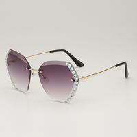 Elegant Retro Gradient Color Pc Square Diamond Frameless Women's Sunglasses main image 3