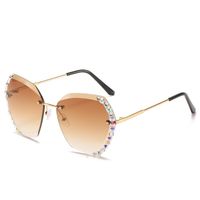 Elegant Retro Gradient Color Pc Square Diamond Frameless Women's Sunglasses main image 2