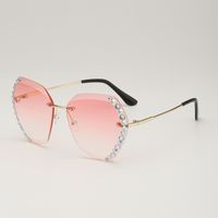Elegant Retro Gradient Color Pc Square Diamond Frameless Women's Sunglasses sku image 2