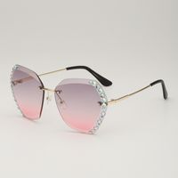 Elegant Retro Gradient Color Pc Square Diamond Frameless Women's Sunglasses sku image 3