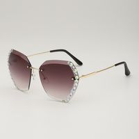 Elegant Retro Gradient Color Pc Square Diamond Frameless Women's Sunglasses sku image 6