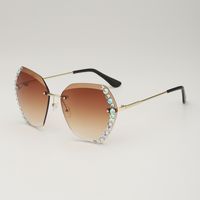Elegant Retro Gradient Color Pc Square Diamond Frameless Women's Sunglasses sku image 5