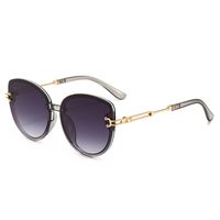 Ins Style Solid Color Ac Oval Frame Frameless Women's Sunglasses sku image 2