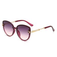 Ins Style Solid Color Ac Oval Frame Frameless Women's Sunglasses sku image 3