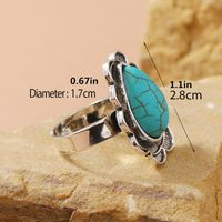 Classical Ethnic Style Water Droplets Alloy Inlay Turquoise Women's Open Ring main image 5