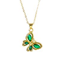 Casual Elegant Vacation Butterfly Steel Hollow Out Inlay Zircon Pendant Necklace main image 5