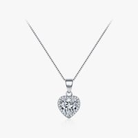 Ins Style Elegant Romantic Heart Shape Sterling Silver Plating Inlay Zircon Rhodium Plated Pendant Necklace main image 2