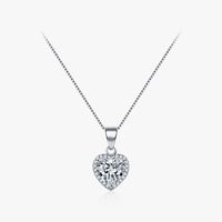Ins Style Elegant Romantic Heart Shape Sterling Silver Plating Inlay Zircon Rhodium Plated Pendant Necklace sku image 1