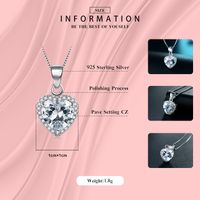Ins Style Elegant Heart Shape Sterling Silver Plating Inlay Zircon Rhodium Plated Rings Necklace main image 6