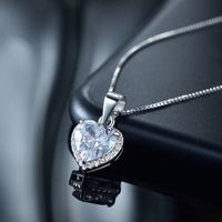 Ins-stil Elegant Romantisch Herzform Sterling Silber Überzug Inlay Zirkon Überzogen Mit Rhodium Halskette Mit Anhänger main image 1