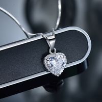 Ins-stil Elegant Romantisch Herzform Sterling Silber Überzug Inlay Zirkon Überzogen Mit Rhodium Halskette Mit Anhänger main image 5