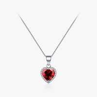 Ins Style Elegant Heart Shape Sterling Silver Plating Inlay Zircon Rhodium Plated Pendant Necklace main image 2