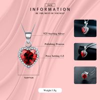 Elegant Vintage Style Heart Shape Sterling Silver Plating Inlay Zircon Rhodium Plated Rings Necklace main image 6