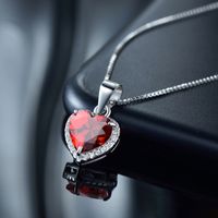 Elegant Vintage Style Heart Shape Sterling Silver Plating Inlay Zircon Rhodium Plated Rings Necklace main image 2