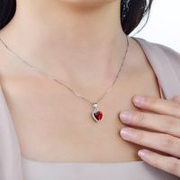 Ins Style Elegant Heart Shape Sterling Silver Plating Inlay Zircon Rhodium Plated Pendant Necklace main image 4
