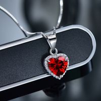 Elegant Vintage Style Heart Shape Sterling Silver Plating Inlay Zircon Rhodium Plated Rings Necklace main image 3