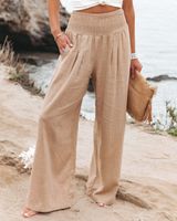 Women's Daily Street Casual Simple Style Solid Color Full Length Pocket Casual Pants Wide Leg Pants main image 5
