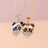 Lindo Estilo Moderno Panda Aleación Embutido Diamantes De Imitación Mujeres Collar Colgante main image 6