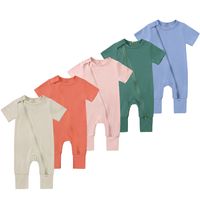 Casual Solid Color Bamboo Fiber Baby Clothing Sets main image 1