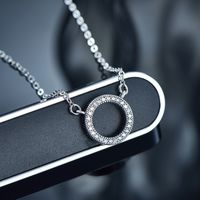 Modern Style Round Sterling Silver Plating Inlay Zircon Thai Silver Pendant Necklace main image 1