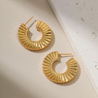 1 Pair Retro Round Copper Plating 18k Gold Plated Ear Studs main image 2