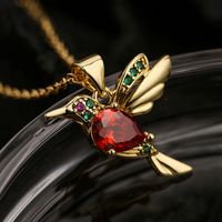 Modern Style Shiny Bird Copper 18k Gold Plated Zircon Pendant Necklace In Bulk main image 3
