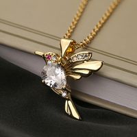 Modern Style Shiny Bird Copper 18k Gold Plated Zircon Pendant Necklace In Bulk sku image 1